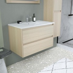 Ensemble de salle de bain - Meuble vasque L80 + miroir + colonne - TIM