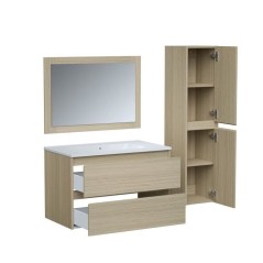 Ensemble de salle de bain - Meuble vasque L80 + miroir + colonne - TIM