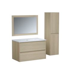 Ensemble de salle de bain - Meuble vasque L80 + miroir + colonne - TIM