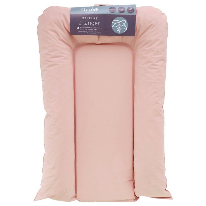 Matelas a langer - TINEO - FLOCONS - PVC - Rose poudre