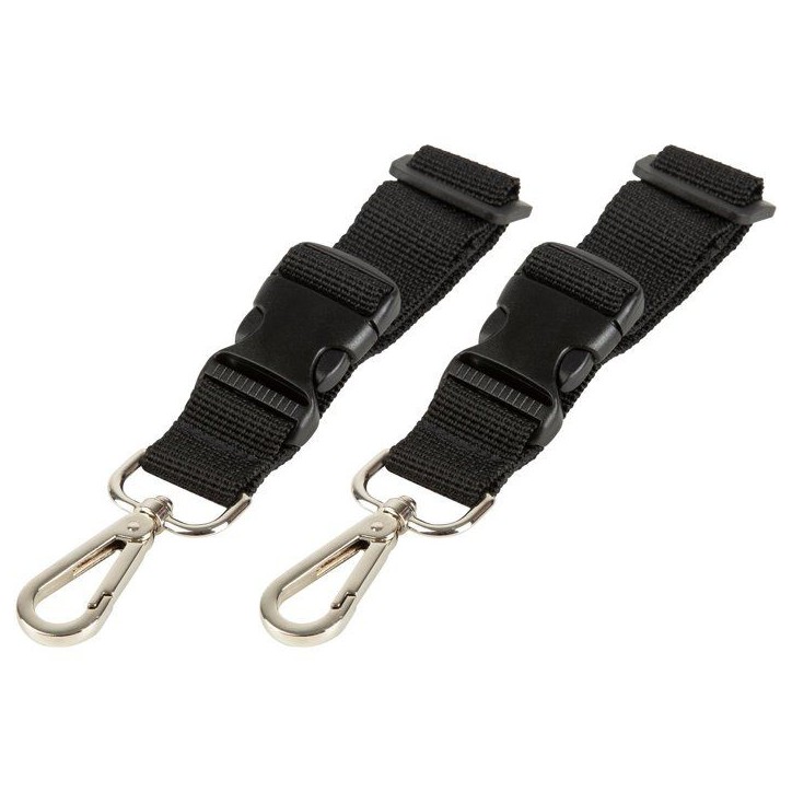 Lot de 2 attaches sac a langer pour poussette - TINEO - Mousquetons - Noir