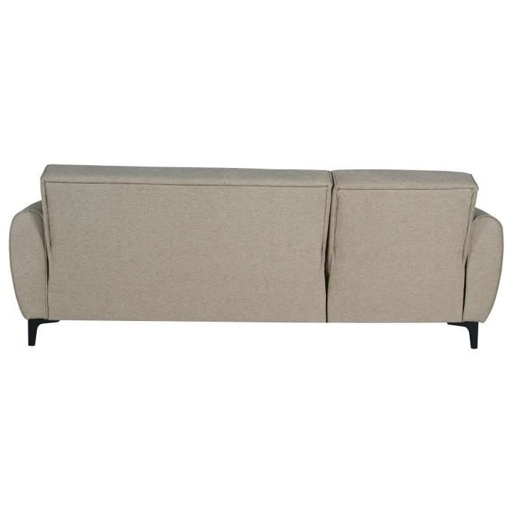 Canapé d'angle convertible réversible - 3 / 4 personnes - BILBAO - Coffre - 3 coussins - Tissu beige - 229 x 81 / 154 x 84 cm