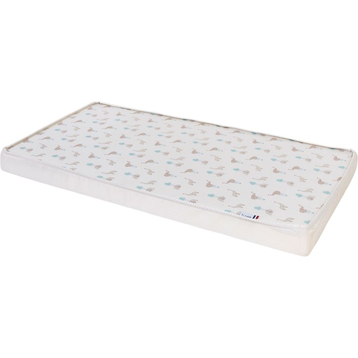 Matelas - CONFORT FUN - 60 x 120 cm - Ep. 8 cm - Blanc / Éléphants - TINEO Matelas - CONFORT FUN - 60 x 120 cm - Ep. 8 cm - Blanc / Éléphants - TINEO
