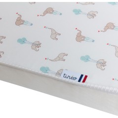 Matelas - CONFORT FUN - 60 x 120 cm - Ep. 8 cm - Blanc / Éléphants -