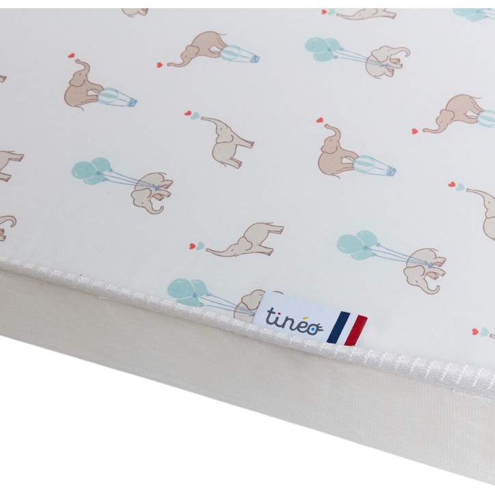 Matelas - CONFORT FUN - 60 x 120 cm - Ep. 8 cm - Blanc / Éléphants - TINEO Matelas - CONFORT FUN - 60 x 120 cm - Ep. 8 cm - Blanc / Éléphants - TINEO