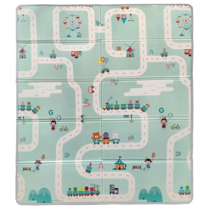 Maxi tapis d'éveil réversible - TINEO - 150 x 180 cm - Facade animaux / Circuit de voitures Maxi tapis d'éveil réversible - TINEO - 150 x 180 cm - Facade animaux / Circuit de voitures