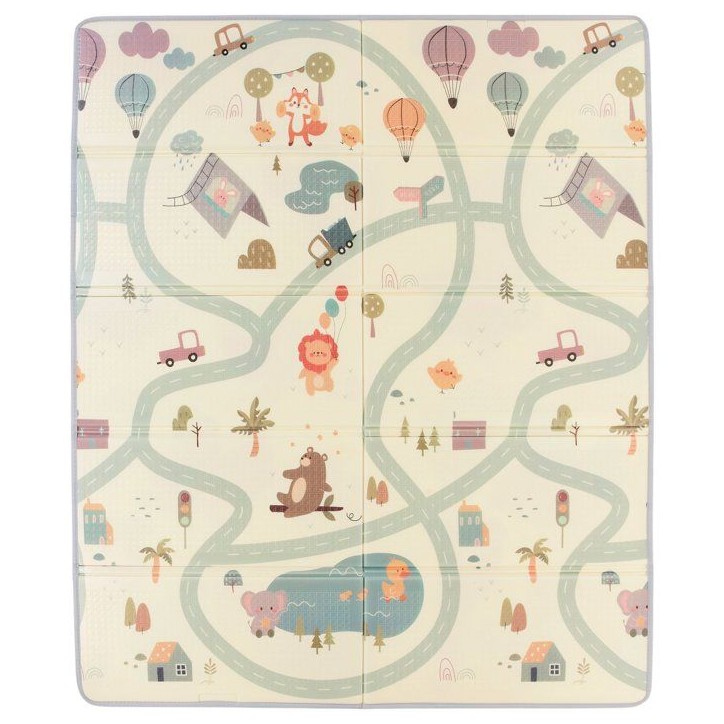 Maxi tapis d'éveil - TINEO - Réversible - 150 x 180 cm - Face animaux / Face circuit de voiture Maxi tapis d'éveil - TINEO - Réversible - 150 x 180 cm - Face animaux / Face circuit de voiture