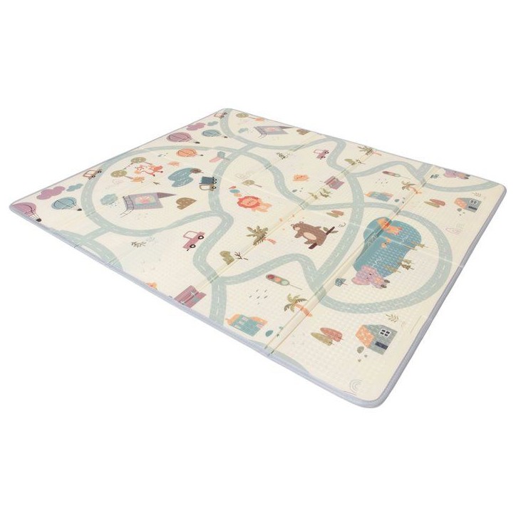 Maxi tapis d'éveil - TINEO - Réversible - 150 x 180 cm - Face animaux / Face circuit de voiture Maxi tapis d'éveil - TINEO - Réversible - 150 x 180 cm - Face animaux / Face circuit de voiture