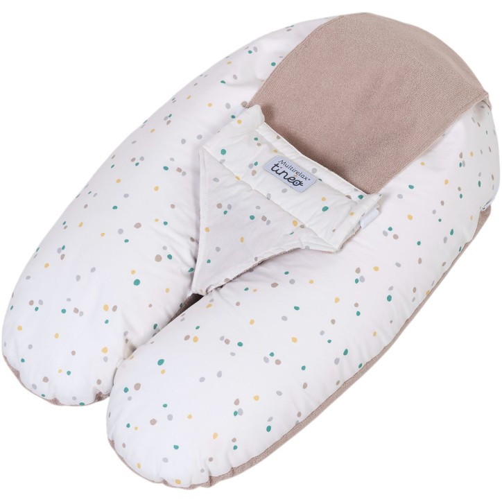 Coussin de maternité 3-en-1 - TINEO - MULTIRELAX - Tissu éponge - Noisette / Pois