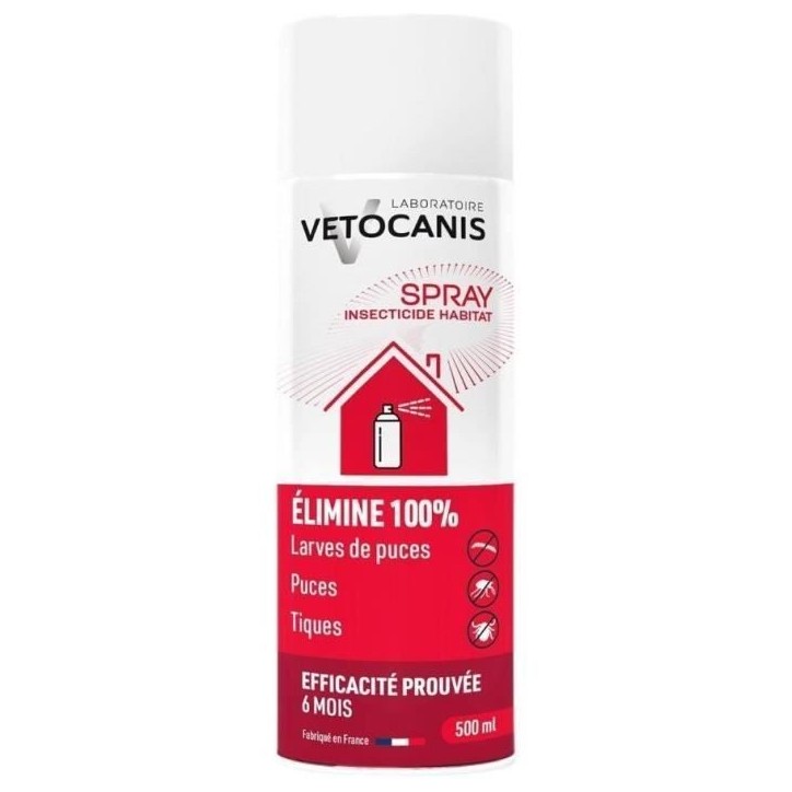 Spray anti-parasitaires - VETOCANIS - Anti-Puces, Anti-Tiques pour Habitat