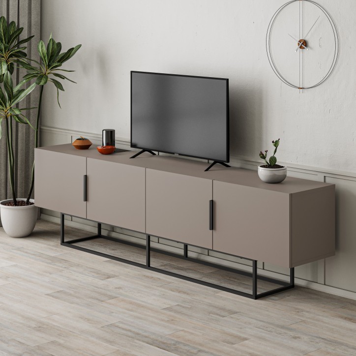 Meuble TV TITAN – Moka – 4 portes, grand rangement – 200 x 35 x 55 cm Meuble TV TITAN – Moka – 4 portes, grand rangement – 200 x 35 x 55 cm