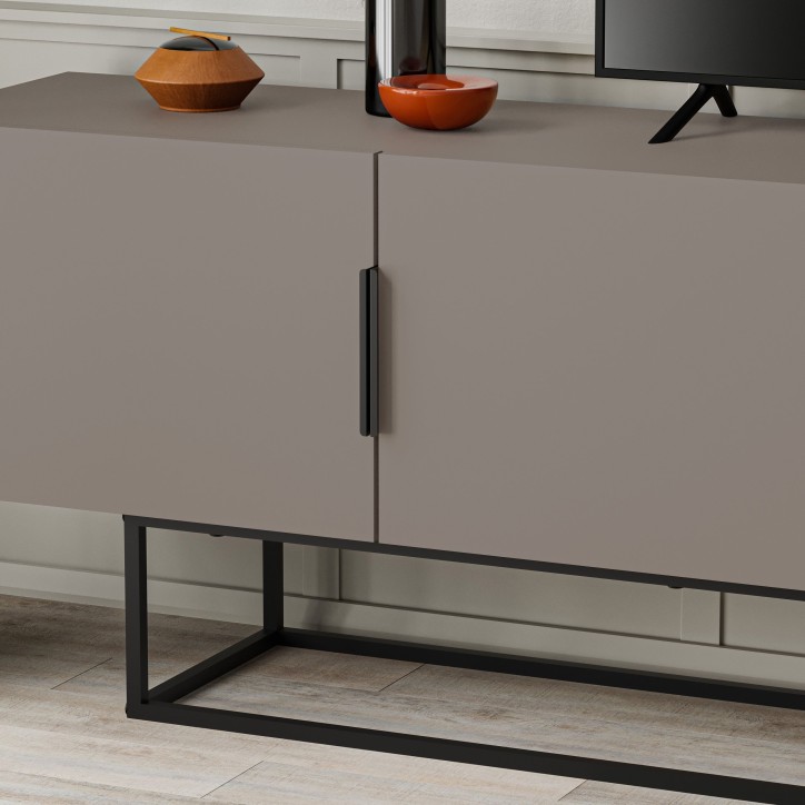 Meuble TV TITAN – Moka – 4 portes, grand rangement – 200 x 35 x 55 cm Meuble TV TITAN – Moka – 4 portes, grand rangement – 200 x 35 x 55 cm