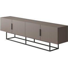 Meuble TV TITAN – Moka – 4 portes, grand rangement – 200 x 35 x