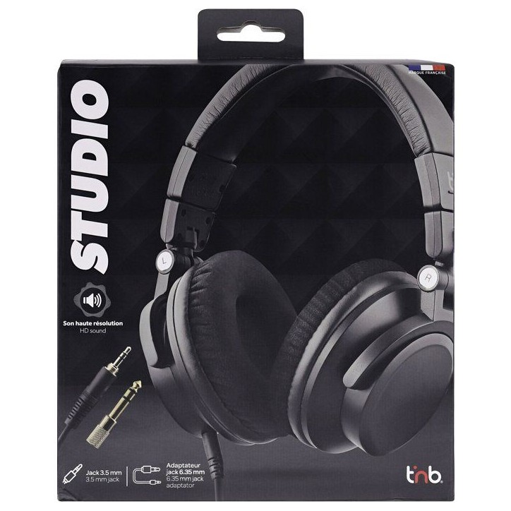 Casque filaire monitoring - T'nb - Studio - Jack 3,5mm + 6,35mm - Arceau réglable - Pliable - Noir Casque filaire monitoring - T'nb - Studio - Jack 3,5mm + 6,35mm - Arceau réglable - Pliable - Noir