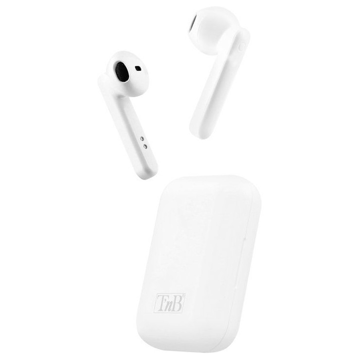 Ecouteurs sans fil TWS - T'nb - Shiny - Boîtier de charge - Bluetooth - Autonomie 25h - Contrôle tactile - Blanc Ecouteurs sans fil TWS - T'nb - Shiny - Boîtier de charge - Bluetooth - Autonomie 25h - Contrôle tactile - Blanc