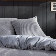 Parure de lit - TODAY - Cotelé - 2 personnes - 220 x 240 cm - Gris uni