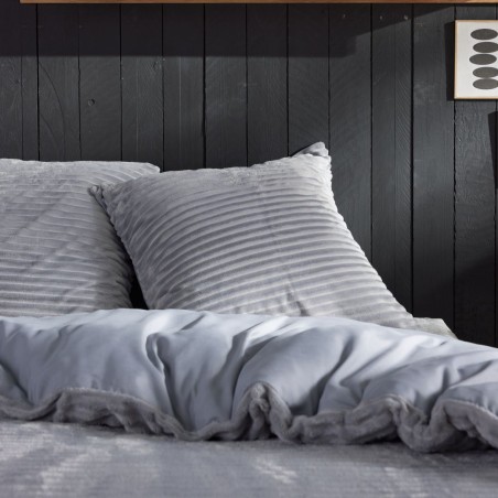 Parure de lit - TODAY - Cotelé - 2 personnes - 220 x 240 cm - Gris uni