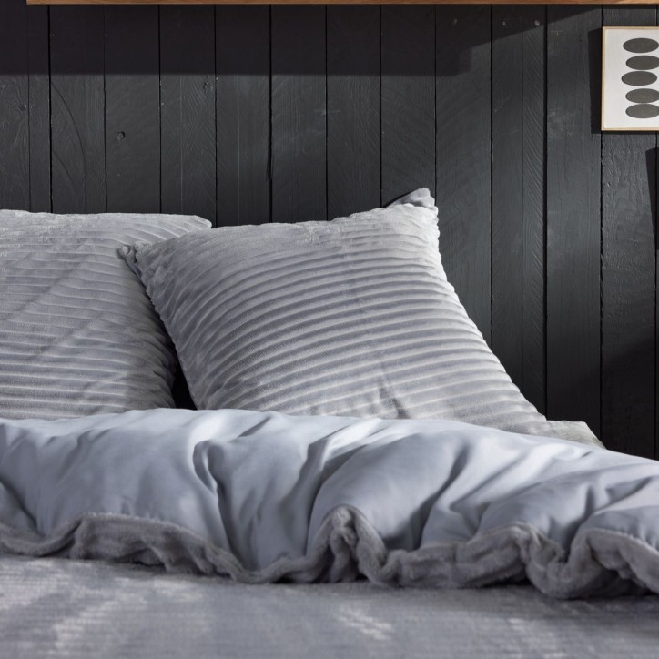 Parure de lit - TODAY - Cotelé - 2 personnes - 220 x 240 cm - Gris uni Parure de lit - TODAY - Cotelé - 2 personnes - 220 x 240 cm - Gris uni
