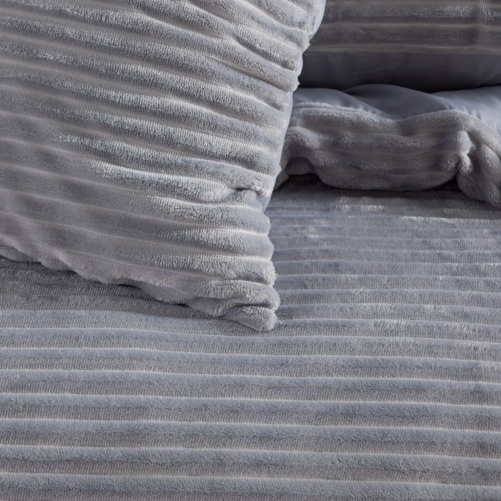 Parure de lit - TODAY - Cotelé - 2 personnes - 220 x 240 cm - Gris uni Parure de lit - TODAY - Cotelé - 2 personnes - 220 x 240 cm - Gris uni