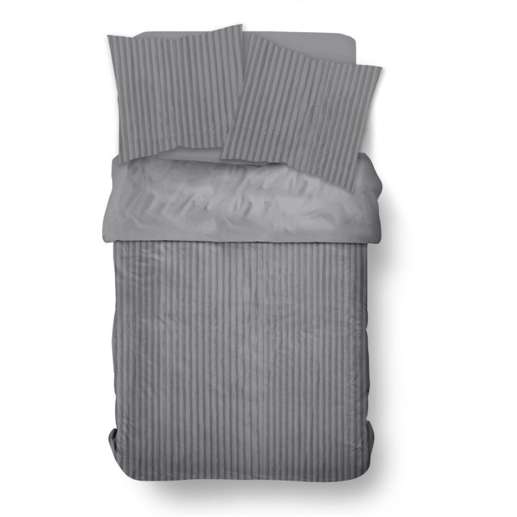 Parure de lit - TODAY - Cotelé - 2 personnes - 220 x 240 cm - Gris uni Parure de lit - TODAY - Cotelé - 2 personnes - 220 x 240 cm - Gris uni