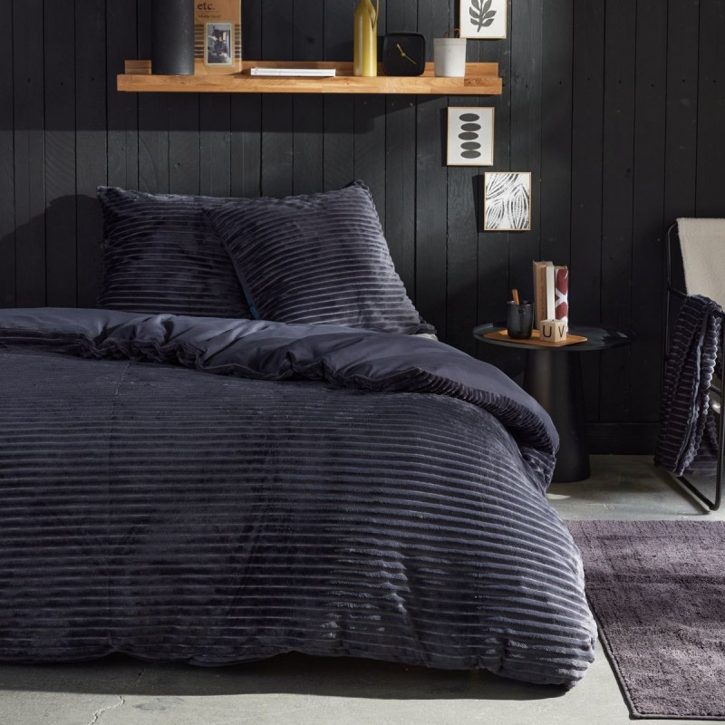 Parure de lit - TODAY - Cotelé - 2 personnes - 220 x 240 cm - Gris an