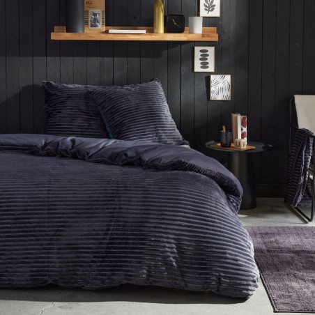 Parure de lit - TODAY - Cotelé - 2 personnes - 220 x 240 cm - Gris an