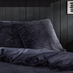 Parure de lit - TODAY - Cotelé - 2 personnes - 220 x 240 cm - Gris anthracite uni
