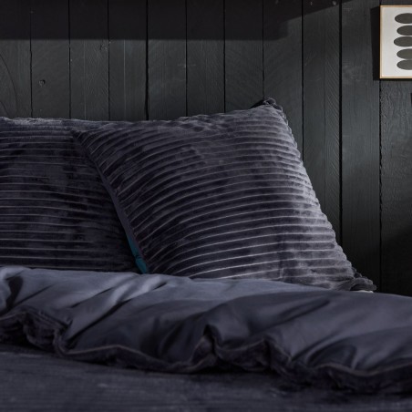 Parure de lit - TODAY - Cotelé - 2 personnes - 220 x 240 cm - Gris anthracite uni