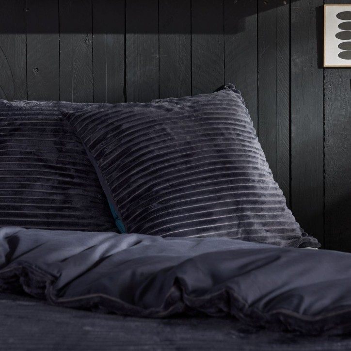 Parure de lit - TODAY - Cotelé - 2 personnes - 220 x 240 cm - Gris anthracite uni