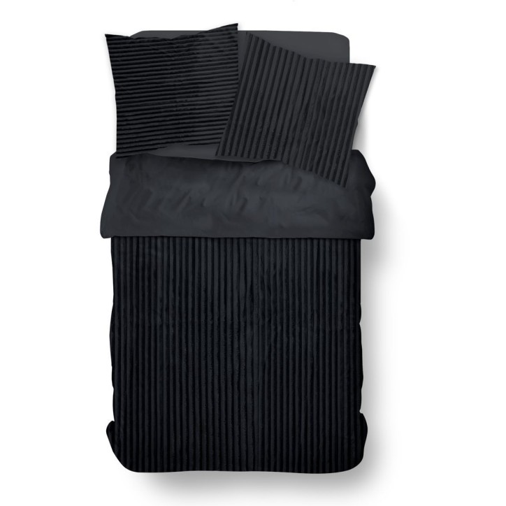 Parure de lit - TODAY - Cotelé - 2 personnes - 220 x 240 cm - Gris anthracite uni