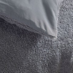 Parure de lit - TODAY - Teddy - 2 personnes - 220 x 240 cm - Gris uni