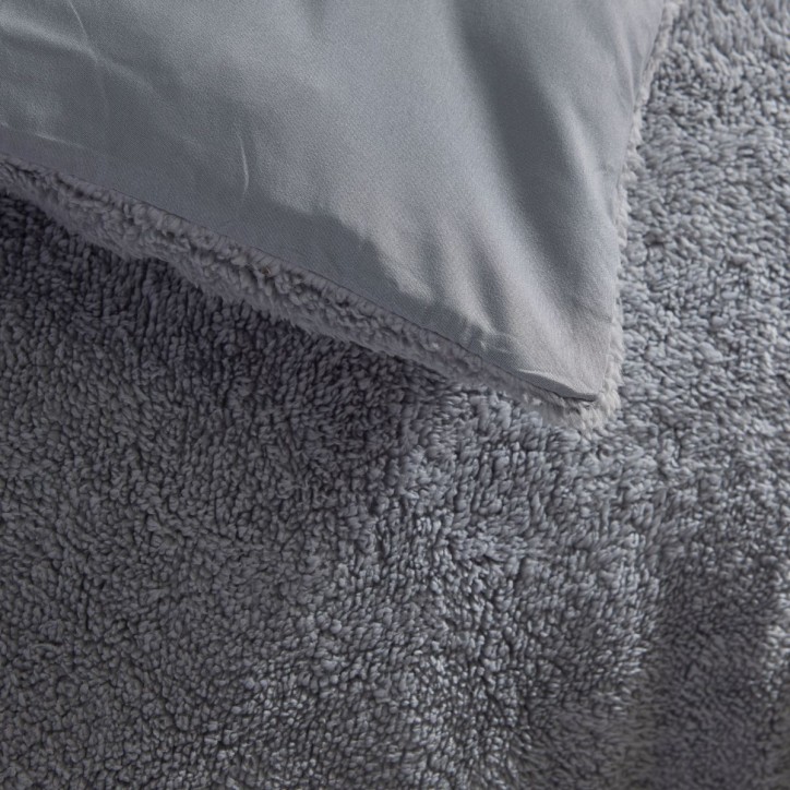 Parure de lit - TODAY - Teddy - 2 personnes - 220 x 240 cm - Gris uni Parure de lit - TODAY - Teddy - 2 personnes - 220 x 240 cm - Gris uni