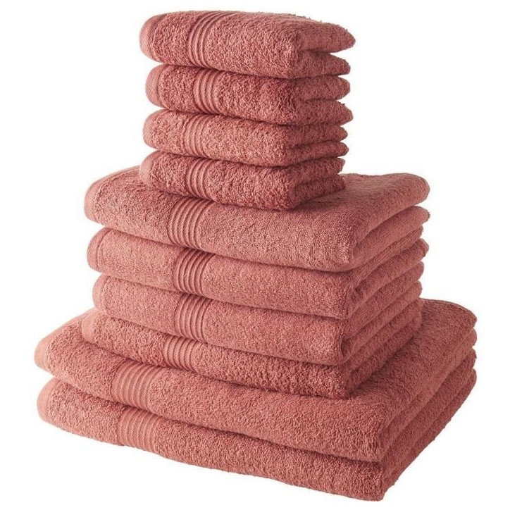 TODAY Lot de 4 Serviettes Invité 30x50 cm + 4 Serviettes de Bain 50x100 cm + 2 Draps de Bain 70x130 cm 100% coton Terracotta TODAY Lot de 4 Serviettes Invité 30x50 cm + 4 Serviettes de Bain 50x100 cm + 2 Draps de Bain 70x130 cm 100% coton Terracotta