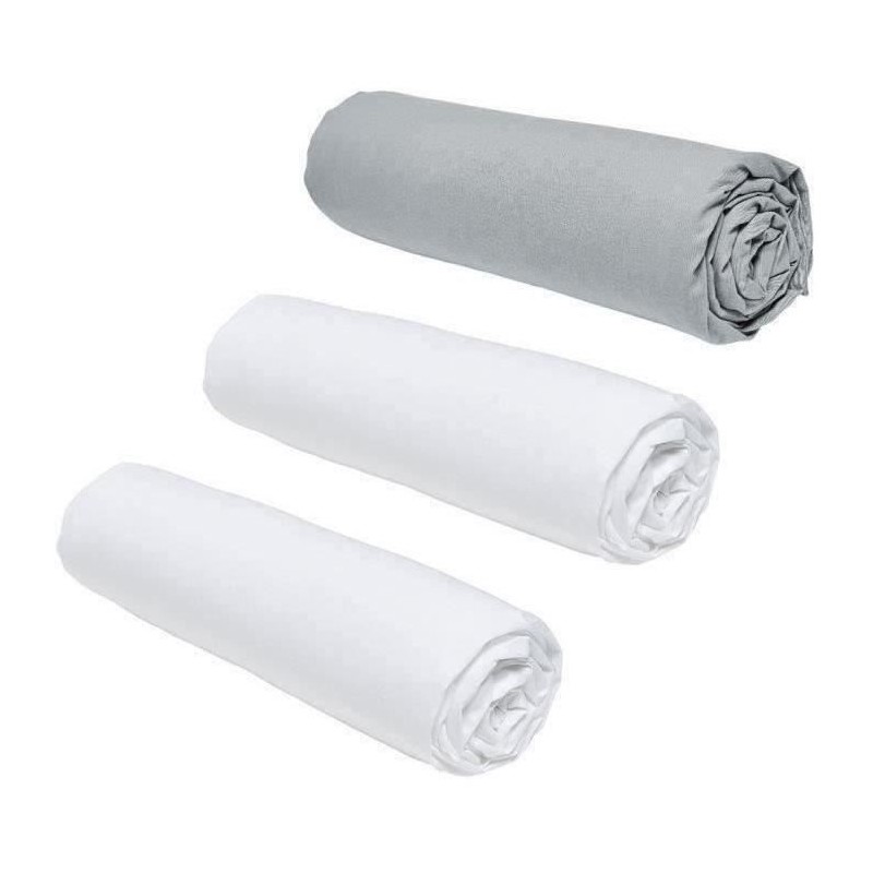 Lot de 3 draps housses TODAY Essential - 160 x 200 cm - 2 personnes -