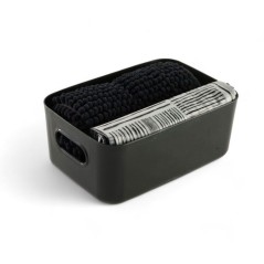 Set de douche - TODAY - UTILITY - Panier, tapis, rideau - Black