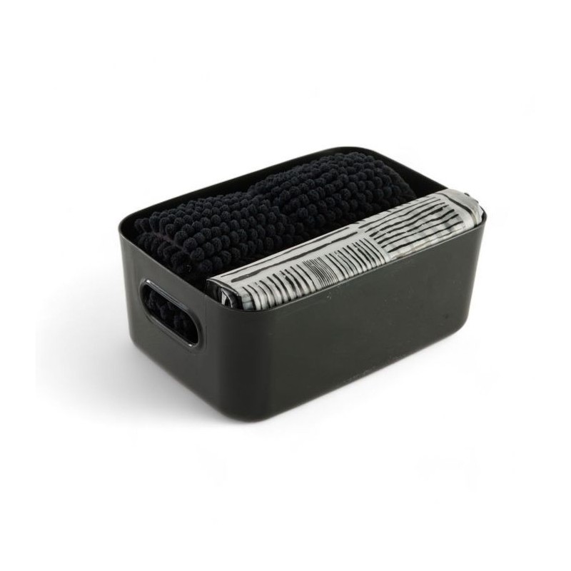 Set de douche - TODAY - UTILITY - Panier, tapis, rideau - Black