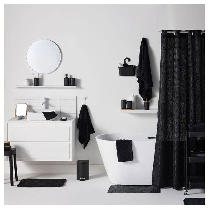 Set de douche - TODAY - UTILITY - Panier, tapis, rideau - Black Set de douche - TODAY - UTILITY - Panier, tapis, rideau - Black