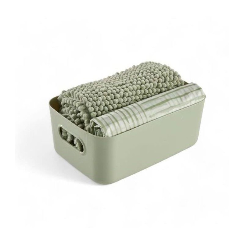 Set de douche - TODAY - UTILITY - Panier, tapis, rideau - Green