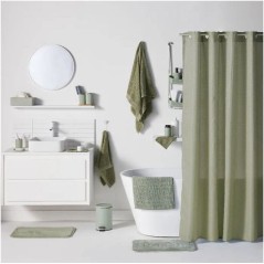 Set de douche - TODAY - UTILITY - Panier, tapis, rideau - Green