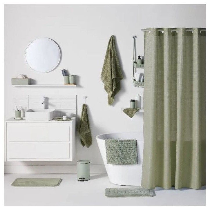 Set de douche - TODAY - UTILITY - Panier, tapis, rideau - Green Set de douche - TODAY - UTILITY - Panier, tapis, rideau - Green