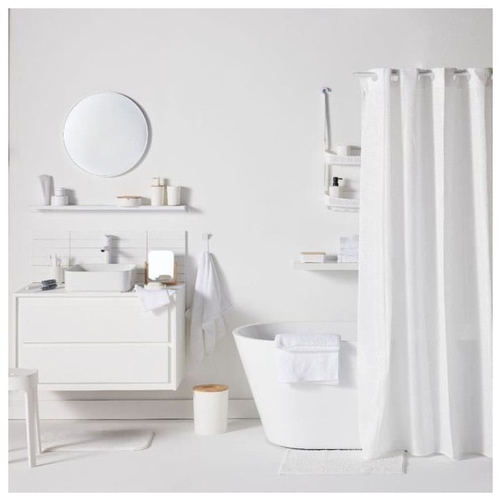 Lot de 6 acc SDB - TODAY - UTILITY - Dist savon, gobelet, porte-brosse a dents, porte savon, brosse WC, poubelle - White