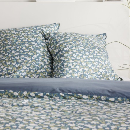 Parure de lit - TODAY - Sunshine - 2 personnes - 220 x 240 cm - Coton imprimé floral bleu