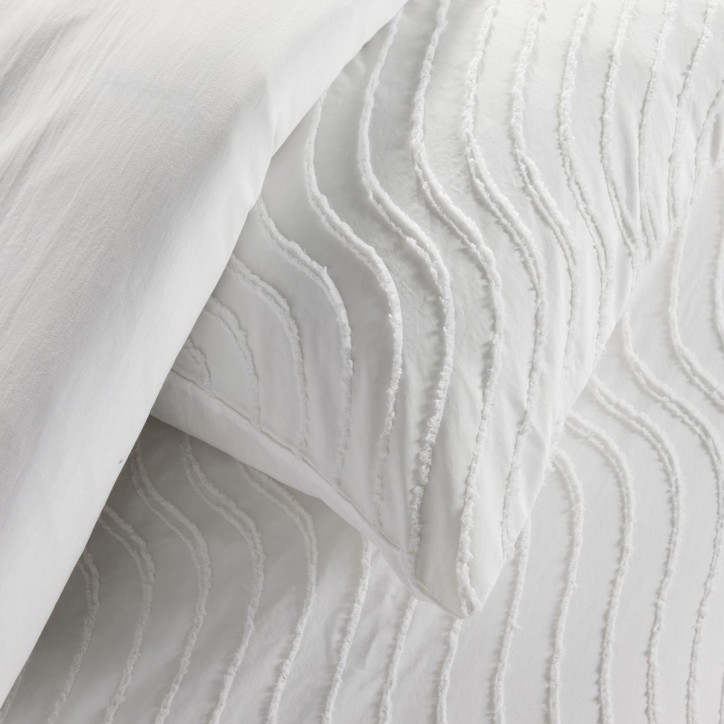 Parure de lit - TODAY - Essential - 2 personnes - 220 x 240 cm - Effet tufté vague blanc Parure de lit - TODAY - Essential - 2 personnes - 220 x 240 cm - Effet tufté vague blanc