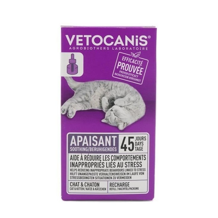 VETOCANIS Recharge pour diffuseur anti-stress pour chat - Efficace 45 jours