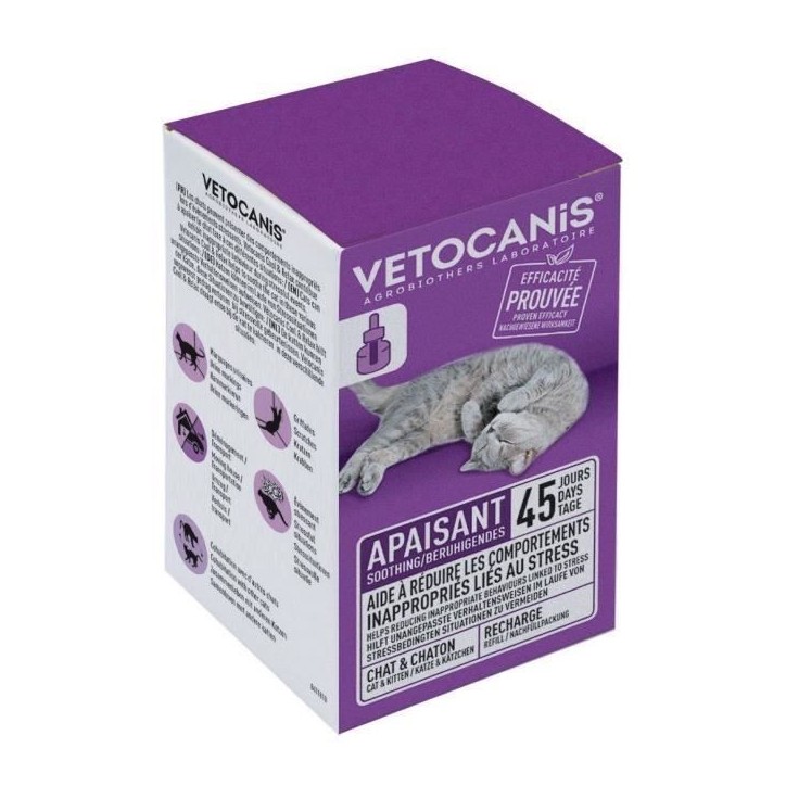 VETOCANIS Recharge pour diffuseur anti-stress pour chat - Efficace 45 jours
