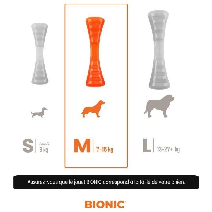 Jouet pour chien - BIONIC - Bâton Urban stick - Taille Medium 23 cm - En caoutchouc ultra résistant - sans plomb, BPA ni phtal Jouet pour chien - BIONIC - Bâton Urban stick - Taille Medium 23 cm - En caoutchouc ultra résistant - sans plomb, BPA ni phtal