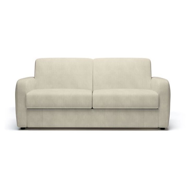 Canapé convertible express - 3 places - TOM - Velours côtelé beige - 185 x 100 x 87 cm