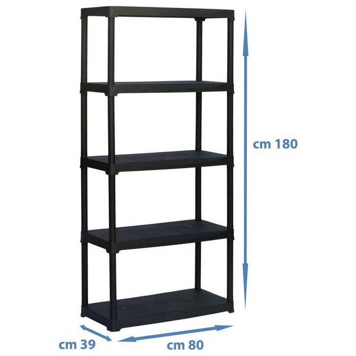 Etagere de rangement - TOOD - ETA 845 - 5 tablettes - Plastique - 80 x 39 x 180 cm - Noir Etagere de rangement - TOOD - ETA 845 - 5 tablettes - Plastique - 80 x 39 x 180 cm - Noir