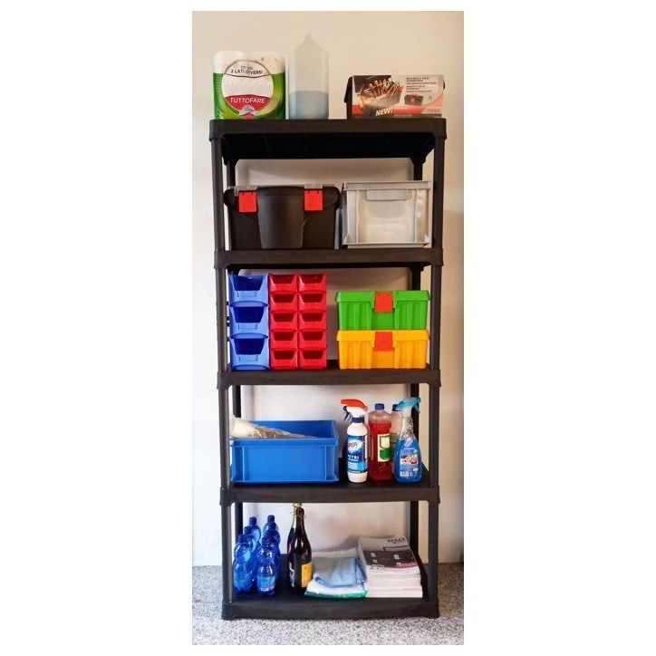Etagere de rangement - TOOD - ETA 845 - 5 tablettes - Plastique - 80 x 39 x 180 cm - Noir Etagere de rangement - TOOD - ETA 845 - 5 tablettes - Plastique - 80 x 39 x 180 cm - Noir