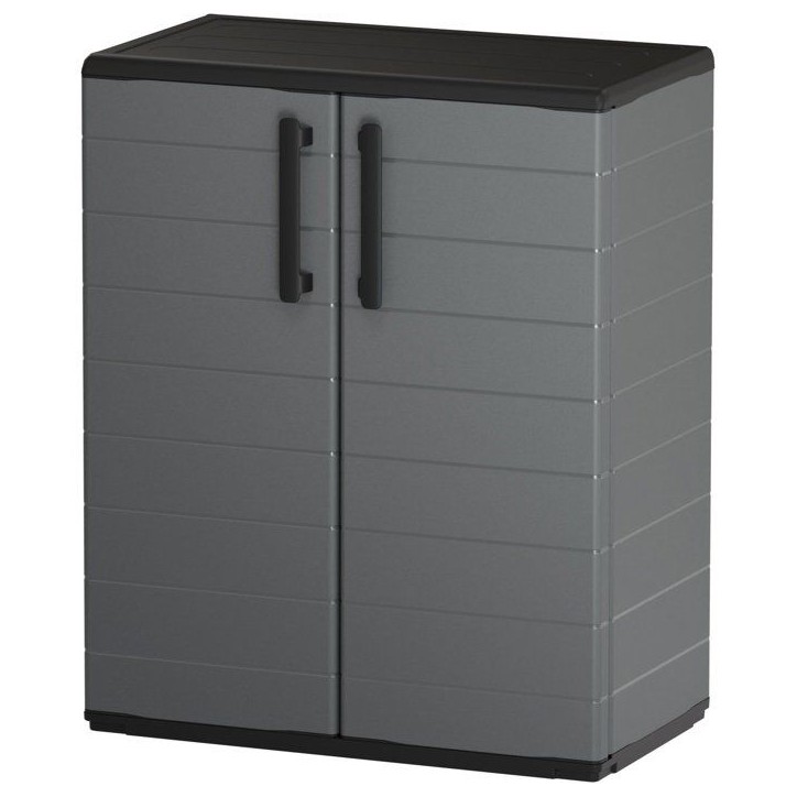 Armoire basse - TOOD - 2 portes + 1 étagere en polypropylene - 68 x 37 x H.84 cm - Gris Armoire basse - TOOD - 2 portes + 1 étagere en polypropylene - 68 x 37 x H.84 cm - Gris